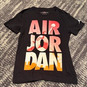 Jordan Kids Black Tee with Red and Orange Print